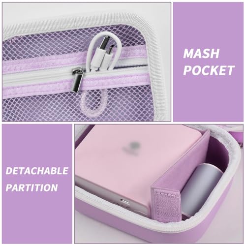 Image of Sticker Printer Case for Memoking T02 / for ETIKEZ PM290C / for Nelko PM230 / for Phomemo M02 / T02 / Q30S Mini Pocket Printer Machine. Holder for Label Maker, Thermal Paper, USB Cable (Box Only) -Purple