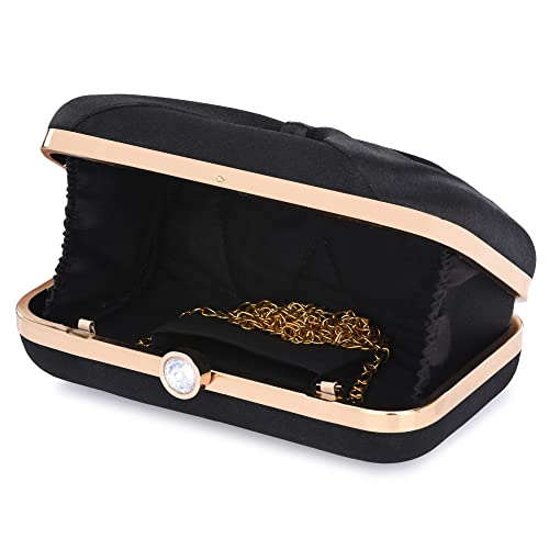 Image of KNOOS Women's Bow Frame Clutch Bags | Detachable Chain Sling Strap | Ladies Purse Wallet