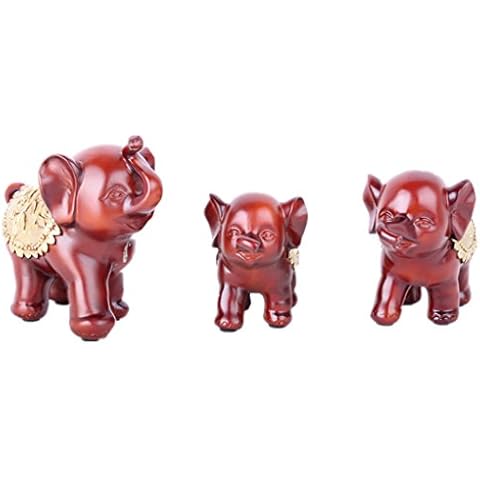 Medigy Small Elephant Ornament Set Home Decoration Retro Home Decoration 3 pcs Cute Elephants RED Cover