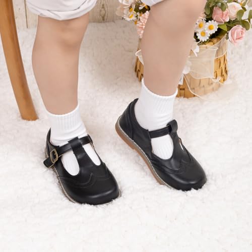 Image of Boy's Girl's Classic T-Strap Dress Shoes Wedding Party Church School Uniform Oxford for Toddler /Little Kid