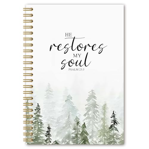 Carnet chrétien spirale forêt Psaume 23:3 journal intime