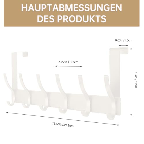 AUXHCYL Türhaken zum Einhängen Platzsparend Türgarderobe zum Einhängen Praktischer Kleiderhaken Tür, Türhaken Innenseite von Kleidung, Handtüchern und Hüten(Weiß)