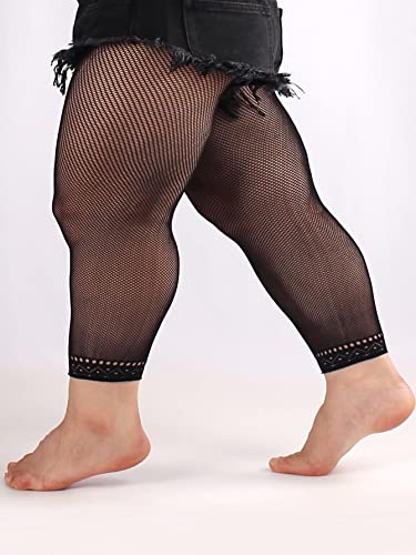 Image of Phedrew Women's Plus Size Fishnet Stockings 3 Pairs High Waist Stretchy Footless Tights