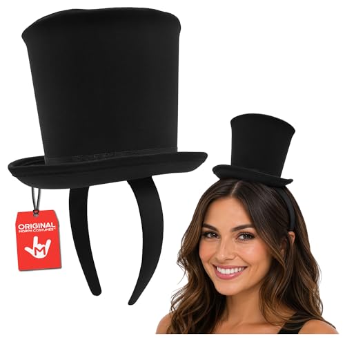 Nicky Bigs Novelties Adult Black Mini Top Hat Headband - Roaring 1920s Gatsby Party Hats - Themed Halloween Cosplay Costume Accessory One Size