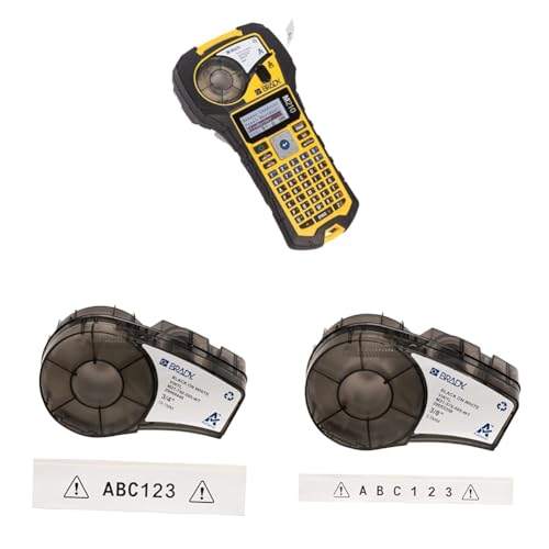 Image of Brady M210 Portable Label Printer & Authentic (M21-750-595-WT) All-Weather Vinyl Label & Authentic (M21-375-595-WT) All-Weather Vinyl Label