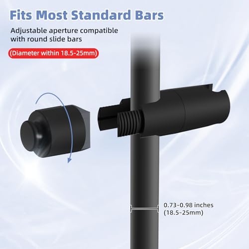 Hibbent Adjustable Handheld Shower Head Holder for Slide Bar, Black - image 2