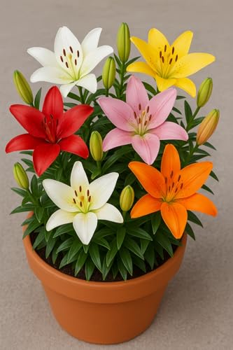 Plantogallery Flower Bulbs | Asiatic Lily Lilium Flower Bulbs (4, Multicolor) - Image 4 thumbnail