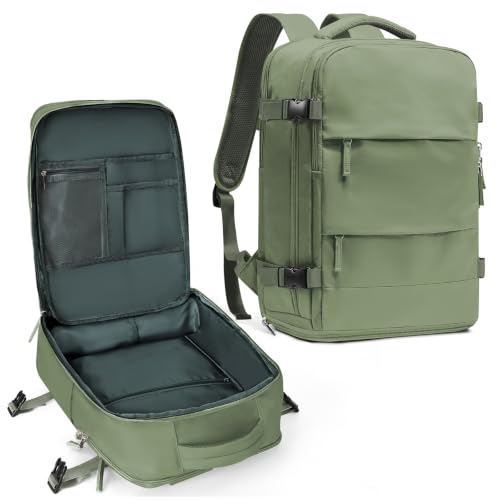 Image of coowoz Travel Backpack For Women Men,Carry On Backpack,Hiking Backpack Waterproof Outdoor Sports Rucksack Casual Daypack travel essentials(Gray Green)