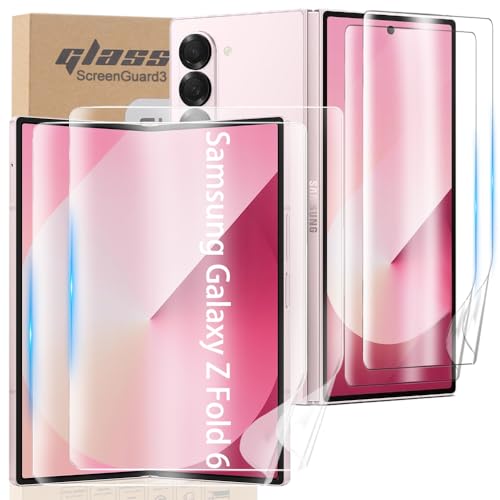 [2+2 Pack] Soft TPU Front Screen Protector for Samsung Galaxy Z Fold 6 Flexible TPU Film 2PCS Front + 2PCS Inside for Galaxy Z Fold 6 Screen Protector Case Friendly No Creases No Bubbles HD Clear