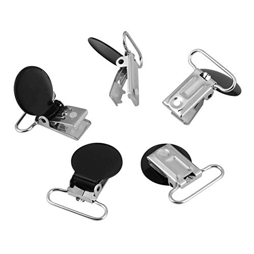 Image of Pacifier Clips, 10 Pack Suspender Clips, 1.4 inch Round Iron, Black
