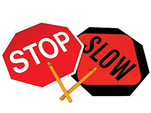 NMC One Double Sided Stop Slow Sign Safe-T-Paddle, Lightweight Durable Hardboard Traffic Safety Sign, 18 x 18 Octagon, PS1