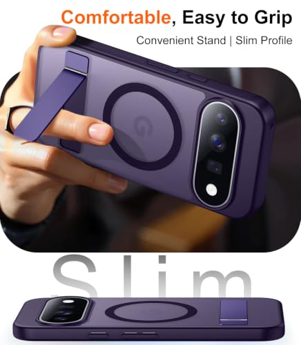 Image of Designed for 11 Pro XL Case 2026, [Built-in Invisible Kickstand][Compatible with MagSafe][Military Grade Shockproof] Slim Translucent Matte Phone Case-Purple
