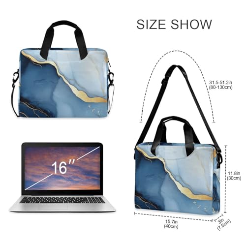 Maletín para laptop 15.6 pulgadas con asa y correa azul marino miniatura 5