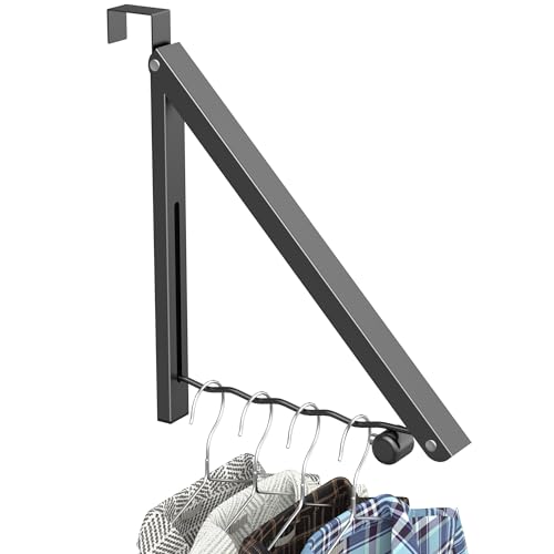 Image of Hleelomi Clothes Drying Rack for Laundry Room Organization,Foldable Over The Door Drying Racks for Saving Space, Black 1 Pack