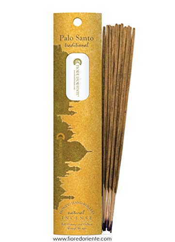 Palo Santo Incienso tradicional y natural, 10 palillos - Miel - Hechos a mano - Flor de Oriente.