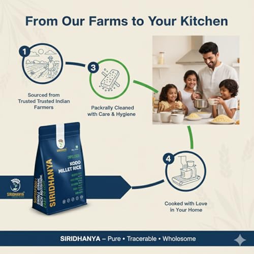 Image of Siridhanya unpolished whole grains kodo Millet | Gluten-Free, High plant based Protein & Fibre-Rich Superfood - Low GI, Vitamin-Packed Healthy Rice Alternative | Natural Grain for healthy life (500 g x 2 Pack)