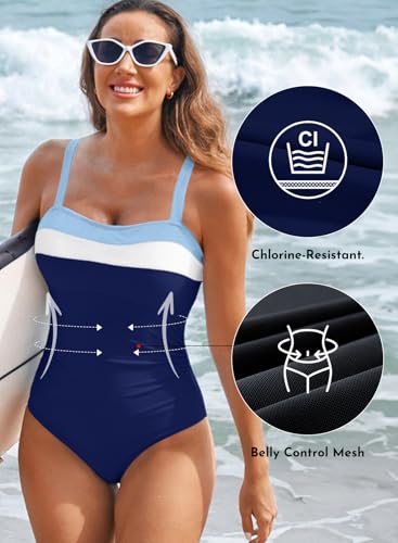 Aleumdr One Piece Swimsuit Women Athletic Bathing Suits Color Block Womens Swimsuits Swimwear4