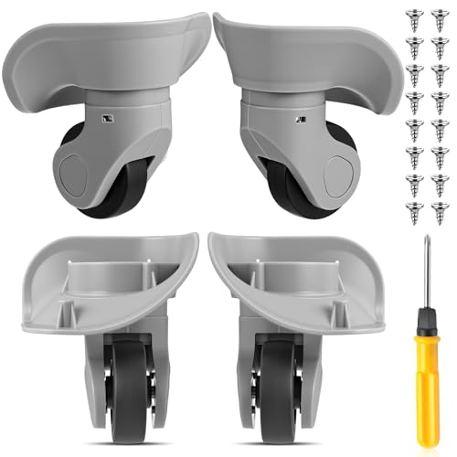 Silkfly 4 Pcs Luggage Wheel Replacement Kit Gray Large