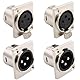 VISSQH 4 Stück 3 pin XLR-Stecker/Buchse XLR Anschlüsse,Mikrofon-Audiobuchse XLR Lötanschluss XLR 3 pin Panel Mount Anschlüsse Mikrofonkabelstecker,für Mikrofon Lautsprecher