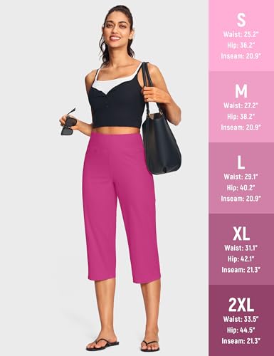 Image of ISEEGZ 15 inch / 18 inch / 21 inch / 25 inch Capri Pants for Women High Waist with Pockets Women's Capris Workout Yoga Pants Loose Straight Leg