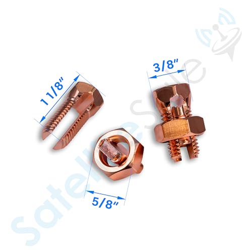satellitesale ul-listed bonding lugs high conductivity copper coated brass grounding split bolt connectors size 6 pack of 5 pieces