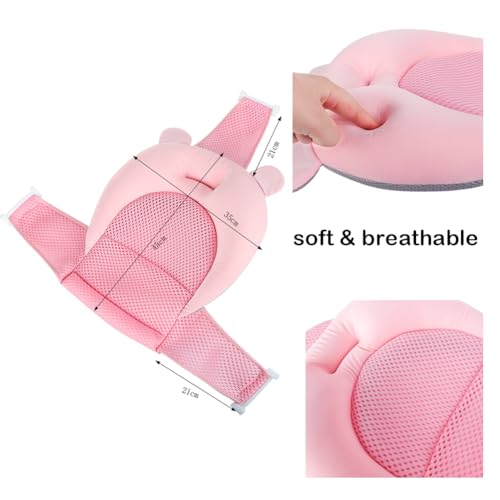 Image of Baby Flotation Bath Cushion Infant Bath Seat Support Net Newborn Bathtub Mesh Pad with Pillow Baby Shower Lie Seat Toddler Bathing Shower Breathable Mat for 0-24 Months