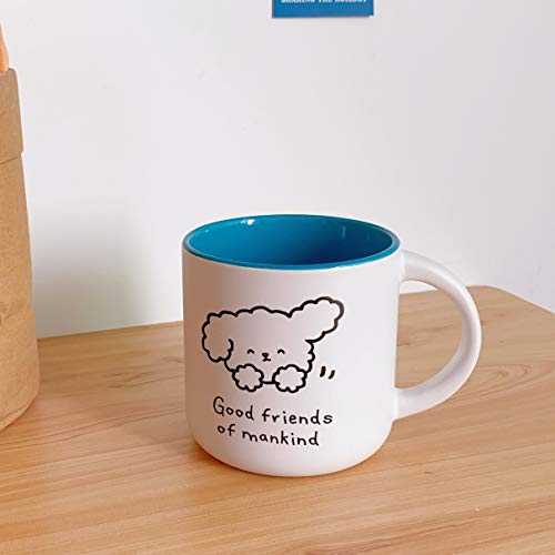 Doinbtoy Tasse en Céramique Tendance De La Personnalité Créative Tasse De Café Au Lait Tasse D'étudiant 301-400ml Chiot Bleu Cover