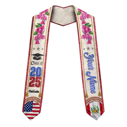 MonkeyVan Personalized Peruvian Graduation Stole, Peruvian Stoles Class Of 2025, Peruvians Graduation Sash, Custom Peru Stole M82