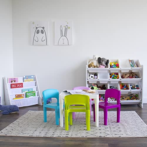 Humble Crew White Table/Pastel Chairs Kids Plastic 4 Set #TOP3