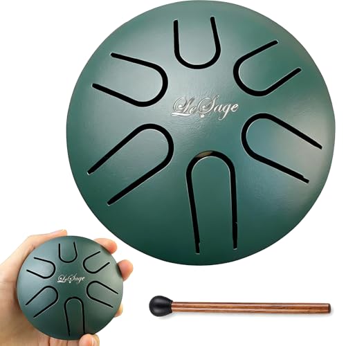 LeSage Steel Tongue Drum 3 Inch 6 Notes Rain Drum Style Calming Percussion Instrument for Relaxation & Meditation Musical Gift for Adults & Beginners