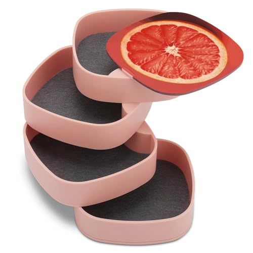 Organiseur de bijoux rose mûr pamplemousse avec couvercle pour boucles - 8