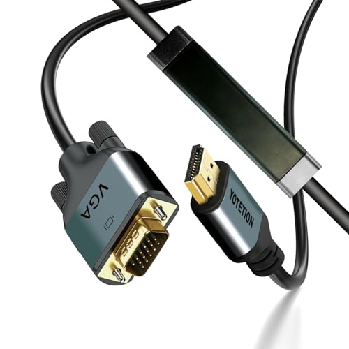 YOTETION Cable HDMI a VGA de 50 pies con IC, HDMI a VGA chapado en oro, compatible con computadora, computadora, laptop, PC, monitor, proyector, HDTV, Raspberry Pi, Roku, Xbox y más, carcasa de