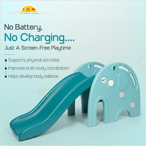 Image of Toyzone Happy Jumbo Slide (Blue) for Kids|Baby Play Slide | Indoor & Outdoor Kids Slider | Easy Assembly | Safe Rounded Design | BIS Certified | Made in India | Kids Slide for 1-6 Years, Upto 70 kgs
