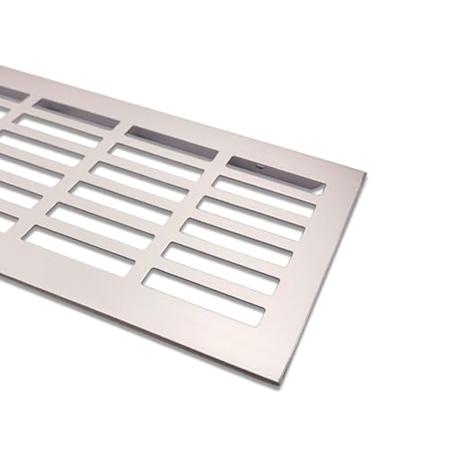 Grille d'aération en aluminium | 100 mm x 400 mm | Couleur: acier inoxydable - brossé | Grille d'aération Alu | Tôle à nervures | Grille de ventilation |...