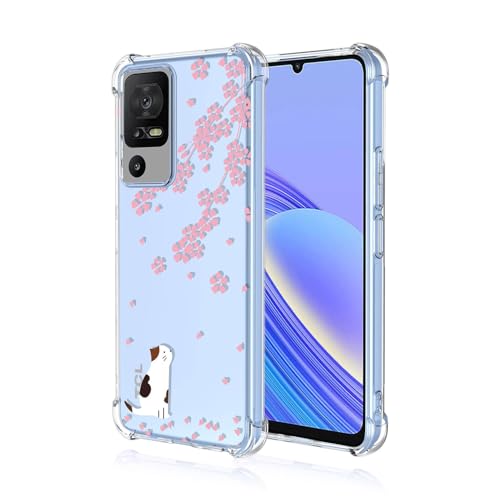 Cover per TCL 40 SE TCL 40SE Transparent Morbida Bumper Custodia Ultra Sottile Antiurto Setoso Semplice Pattern Case Pensando Cat elegante silicone tpu