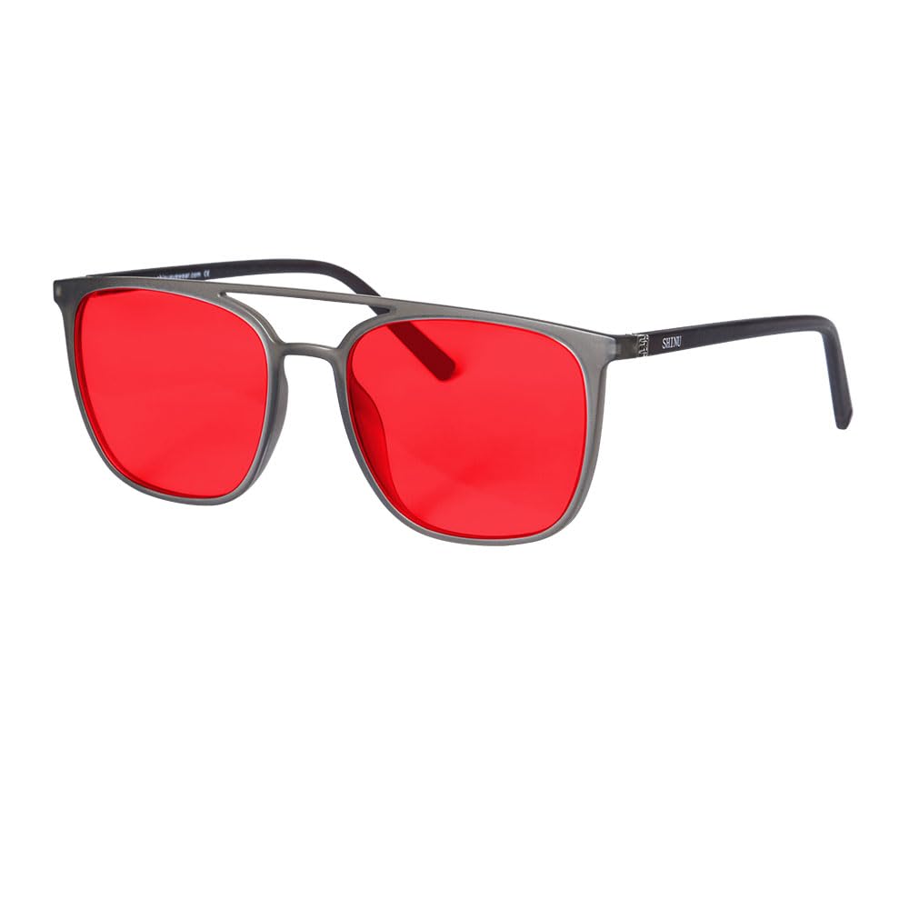 SHINU Gafas de bloqueo de luz, lentes rojas, lentes azules y verdes de bloqueo disruptivas, eliminan la fatiga ocular 080RD