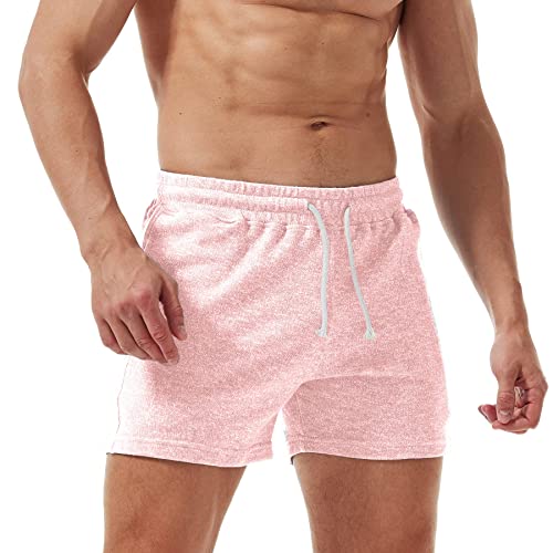 Aimpact Mens Sweat Shorts 5 Inch Jogger Athletic Workout Shorts With Pockets(Pink L(3Xl) #TOP2