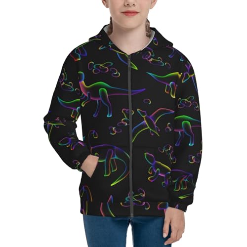 Dinosaur Kid Hoodies Boys Zip Up Sweatshirts Girls Pullover with Pocket3