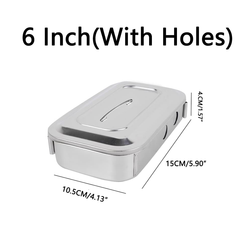 304 Edelstahl Medizinische Sterilisator Box Chirurgische Instrumente Aufbewahrungsboxen für professionelle Chirurgie, Tierärzte, Schönheitssalon, Zahnarztgebrauch (15,2 cm (mit Löchern))