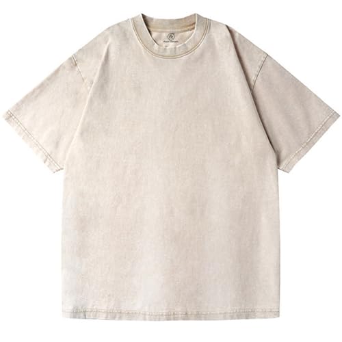 Men’s Solid Crew Neck Vintage Wash Short Sleeve Regular T Shirt