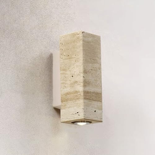 Aplique de pared rectangular Wabi-Sabi de travertino con cableado downlight nórdico 2