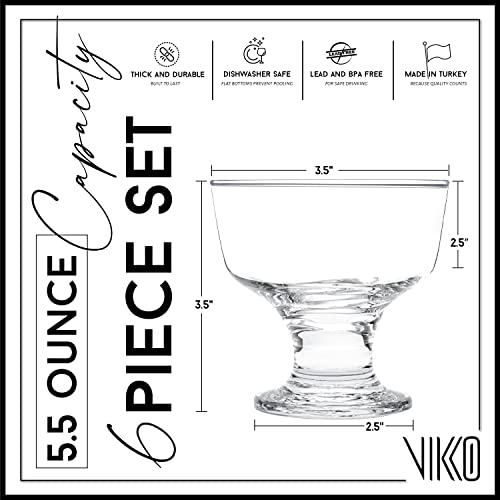 Ice Cream Sundae Bowls, Set of 6 Dessert Cups for Ices, Pudding, Fruit