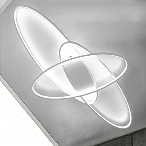 WAGXIyU Modern LED Ceiling Light Living Room Light Chic Oval Design Chandelier Dimmable with Remote Control Ceiling Light for Bedroom Dining Room Bathroom Kitchen Ceiling Lamps L95 x W65 x H9 cm (White) Made