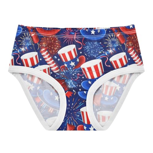 Joisal Cartoon Red Blue Fireworks Hat Toddlers Underwear Floral 2t Cotton Girl Panties Cute Bright Underpants Briefs
