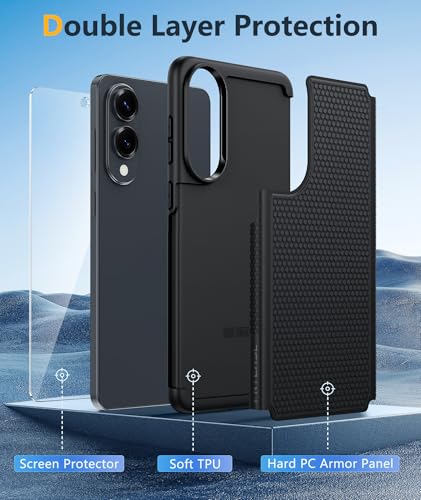 Image of FNTCASE for Samsung Galaxy S25-Edge Case: Lightweight Cell Phone Cover Military Grade Drop Protection with Non Slip Textured Back | Rugged Shockproof Protective Bumper Cases(Black)