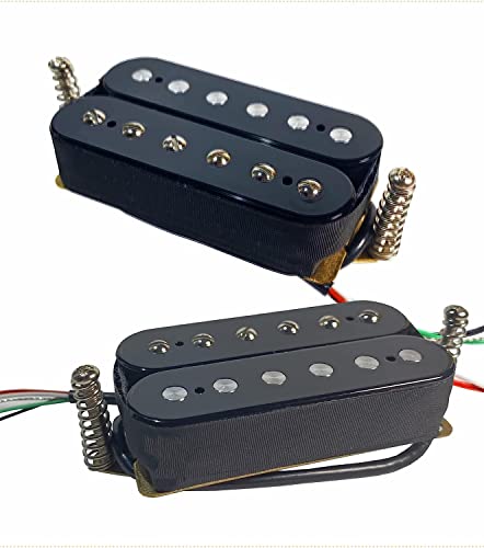 AlljitaシールP.A.F.スタイルハムバッカーピックアップセット、音楽の種類を演奏するのに適したアルニコ5マグネット付きデュアルコイルピックアップ、エレキギターネックとブリッジハムバッキングピックアップが含まれています、ゴールド (black)