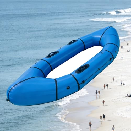 ✧【Gonfiaggio rapido con tecnologia Drop-Stitch】Progettato per un montaggio rapido, il packraft è dotato di un sistema di valvole ad alto flusso che consente un gonfiaggio veloce in pochi minuti, senza bisogno di una pompa elettrica. L'innovativo pavimento drop-stitch crea una superficie rigida e stabile che si comporta come un kayak rigido, offrendoti sicurezza e controllo sull'acqua