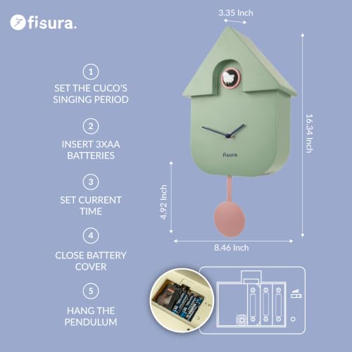 Fisura - Mint & Pink Cuckoo Wall Clock. Original Wall Clock - 3