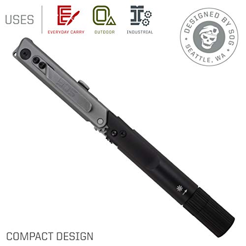 Sog Multitool Edc Pen Light - Baton Q2 Led Flashlight With Edc Knife And Screwdriver Multi Tool With Pocket Clip For Emergency Kit (Id1011-Cp) #TOP1