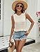 CiCiBird Women Cute Crop Sweaters Vest Knit Sleeveless Pullover Tops Crochet Ruffle Hem Tank Beige M